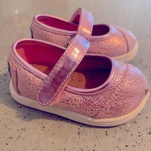 TOMS Pink Sparkly Baby Girls Sneakers